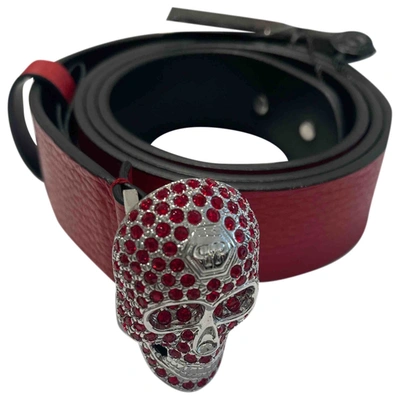 Pre-owned Philipp Plein Leather Belt In Red