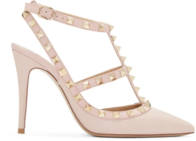 Valentino Garavani Garavani Leather Rockstud Pumps 100 In Poudre