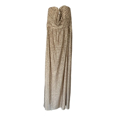 Pre-owned Amsale Glitter Maxi Dress In Gold