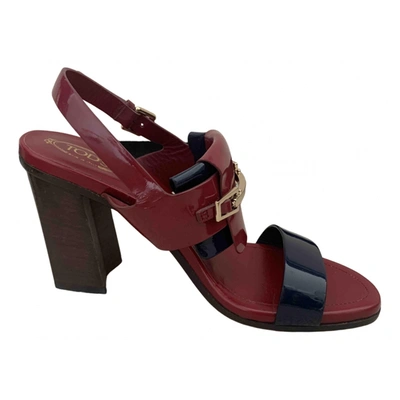 Pre-owned Tod's Patent Leather Sandal In Burgundy