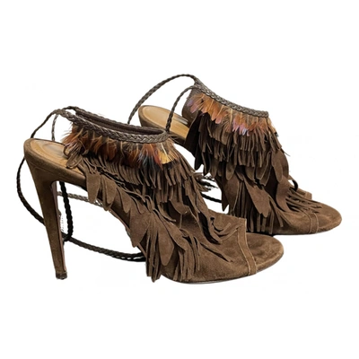 Pre-owned Aquazzura Leather Sandals In Brown