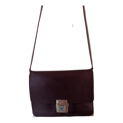 Pre-owned Semicouture Leather Crossbody Bag In Burgundy