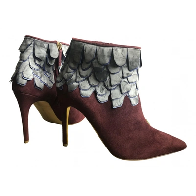 Pre-owned Rupert Sanderson Ankle Boots In Burgundy
