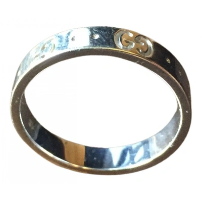 Pre-owned Gucci Icon White Gold Ring In Silver