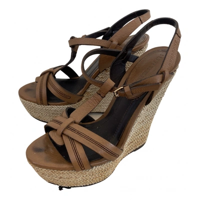 Pre-owned Burberry Leather Sandal In Brown