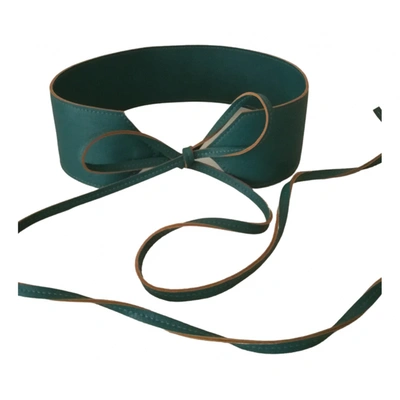 Pre-owned Tara Jarmon Leather Belt In Green