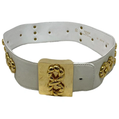 Pre-owned Escada Leather Belt In White