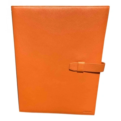 Pre-owned Prada Leather Accessories In Orange