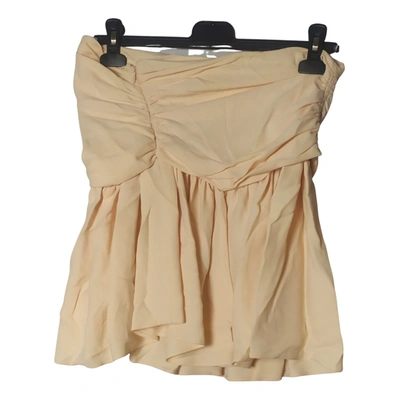 Pre-owned Miu Miu Silk Mini Skirt In Beige