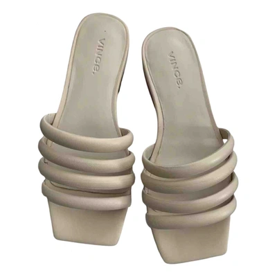 Pre-owned Vince Leather Sandals In Beige