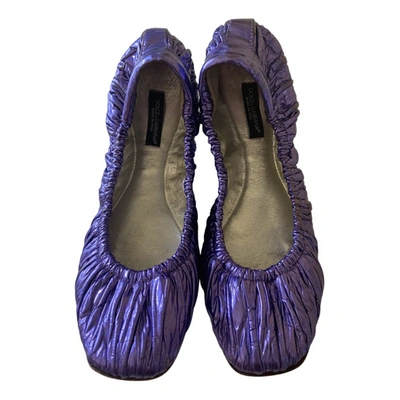 Pre-owned Dolce & Gabbana Leather Ballet Flats In Purple