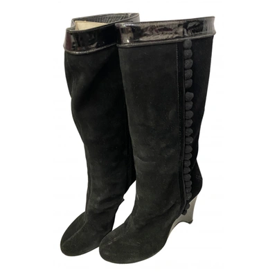 Pre-owned Costume National Western Boots In Black