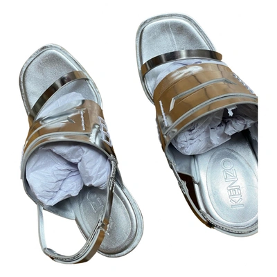 Pre-owned Kenzo Patent Leather Sandal In Silver