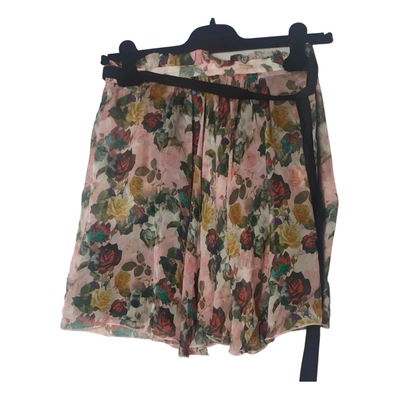 Pre-owned Msgm Silk Mini Skirt In Multicolour