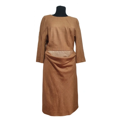 Pre-owned Burberry Linen Mid-length Dress In Brown