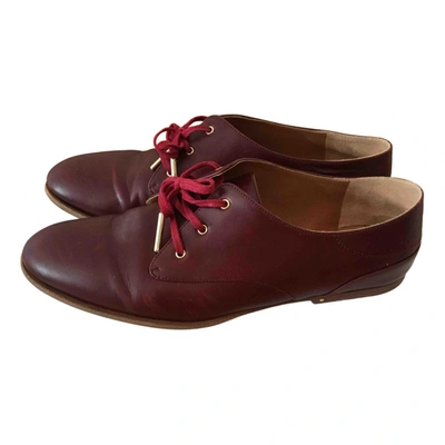 Pre-owned Chloé Leather Lace Ups In Burgundy