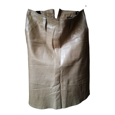 Pre-owned Dolce & Gabbana Vegan Leather Mid-length Skirt In Ecru