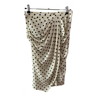 Pre-owned Moschino Silk Mid-length Skirt In Ecru