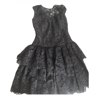 Pre-owned Marchesa Notte Lace Mini Dress In Black
