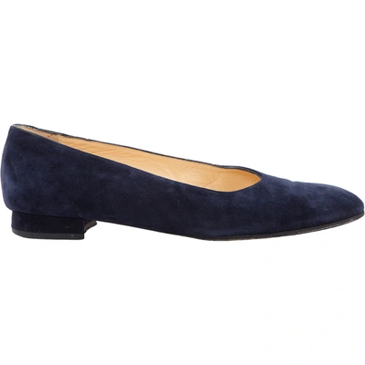 Pre-owned Delage Ballet Flats In Navy