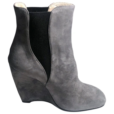 Pre-owned Miu Miu Ankle Boots In Grey