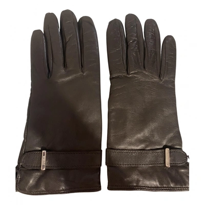 Pre-owned Furla Leather Gloves In Brown