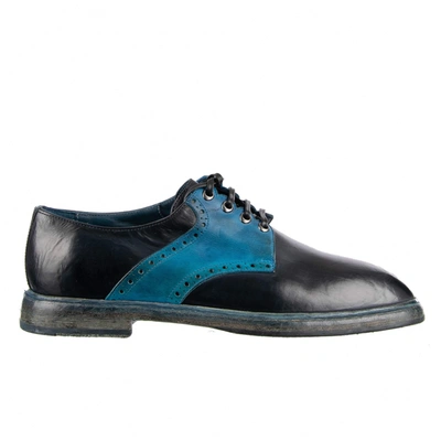 Pre-owned Dolce & Gabbana Leather Lace Ups In Blue