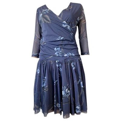 Pre-owned Ganni Mini Dress In Blue