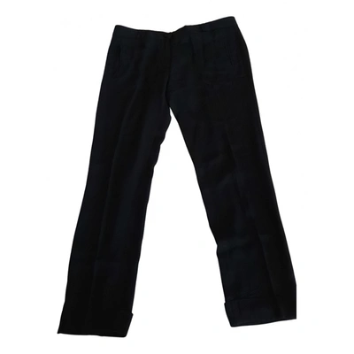 Pre-owned Mauro Grifoni Silk Straight Pants In Black