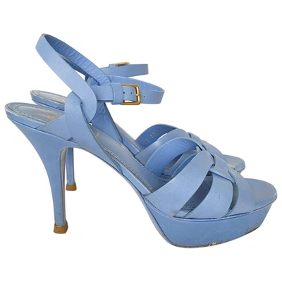 Pre-owned Saint Laurent Tribute Leather Sandal In Blue