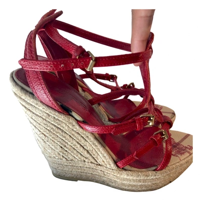 Pre-owned Burberry Leather Sandal In Red