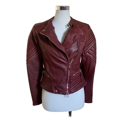 Pre-owned Dna Leather Biker Jacket In Red