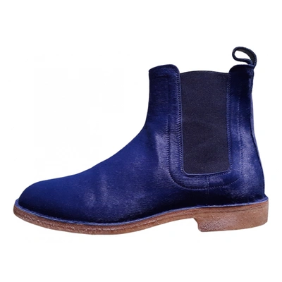 Pre-owned Bottega Veneta Leather Boots In Blue