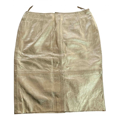 Pre-owned Luisa Spagnoli Leather Mid-length Skirt In Gold