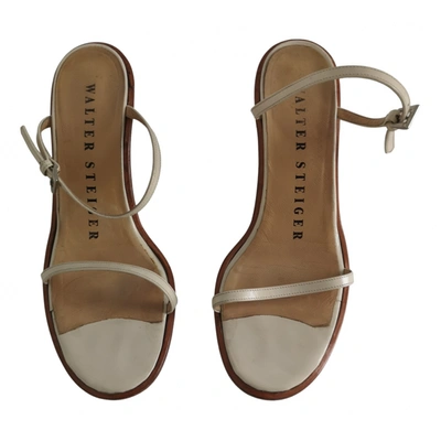 Pre-owned Walter Steiger Leather Sandals In Ecru