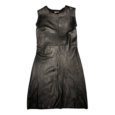 Pre-owned Fendi Leather Mini Dress In Black