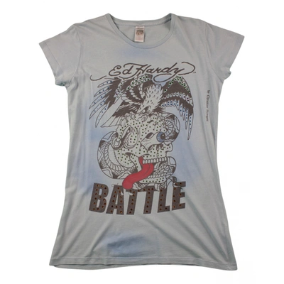 Pre-owned Ed Hardy Grey Cotton Top
