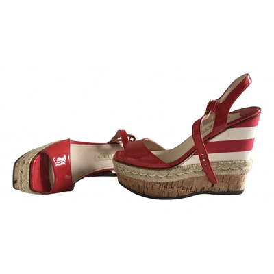 Pre-owned Prada Leather Sandal In Red
