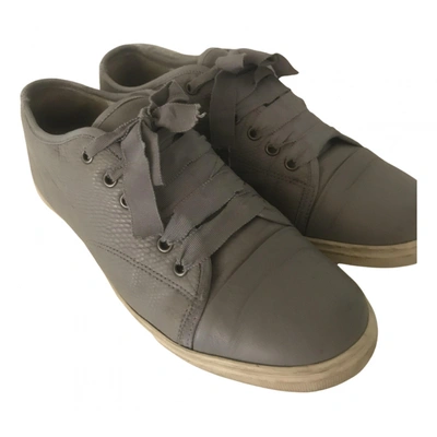 Pre-owned Lanvin Leather Trainers In Grey