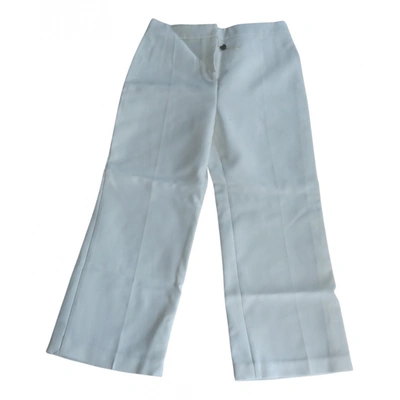 Pre-owned Brandon Maxwell Silk Trousers In White