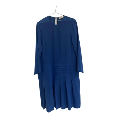 Pre-owned Suoli Silk Mid-length Dress In Navy