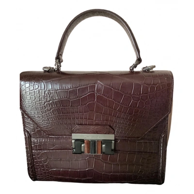 Pre-owned Oscar De La Renta Alligator Handbag In Burgundy