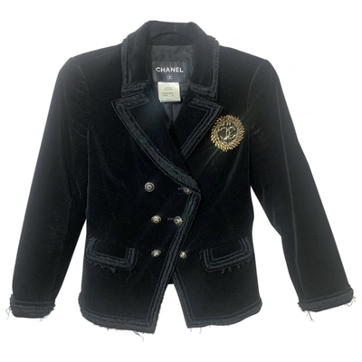 Pre-owned Chanel Velvet Short Vest In Black