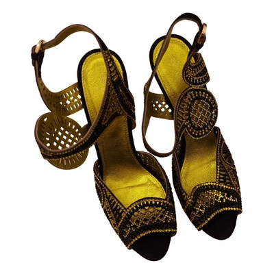 Pre-owned Sergio Rossi Glitter Sandals In Yellow