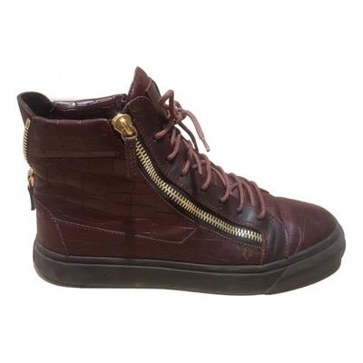 Pre-owned Giuseppe Zanotti Leather Trainers In Burgundy