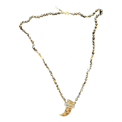 Pre-owned Roberto Cavalli Crystal Pendant In Gold