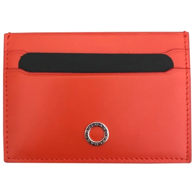 Pre-owned Bvlgari Leather Card Wallet In Orange