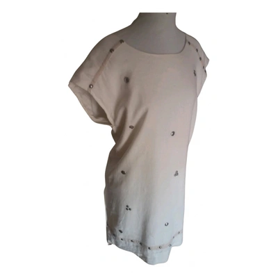 Pre-owned Hoss Intropia Linen Mid-length Dress In White
