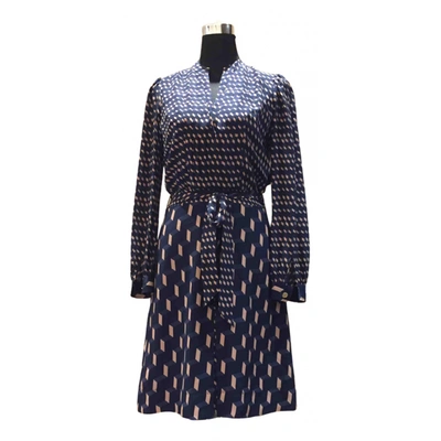 Pre-owned Tory Burch Silk Mid-length Dress In Navy