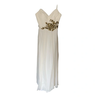 Pre-owned Marchesa Notte Silk Maxi Dress In White